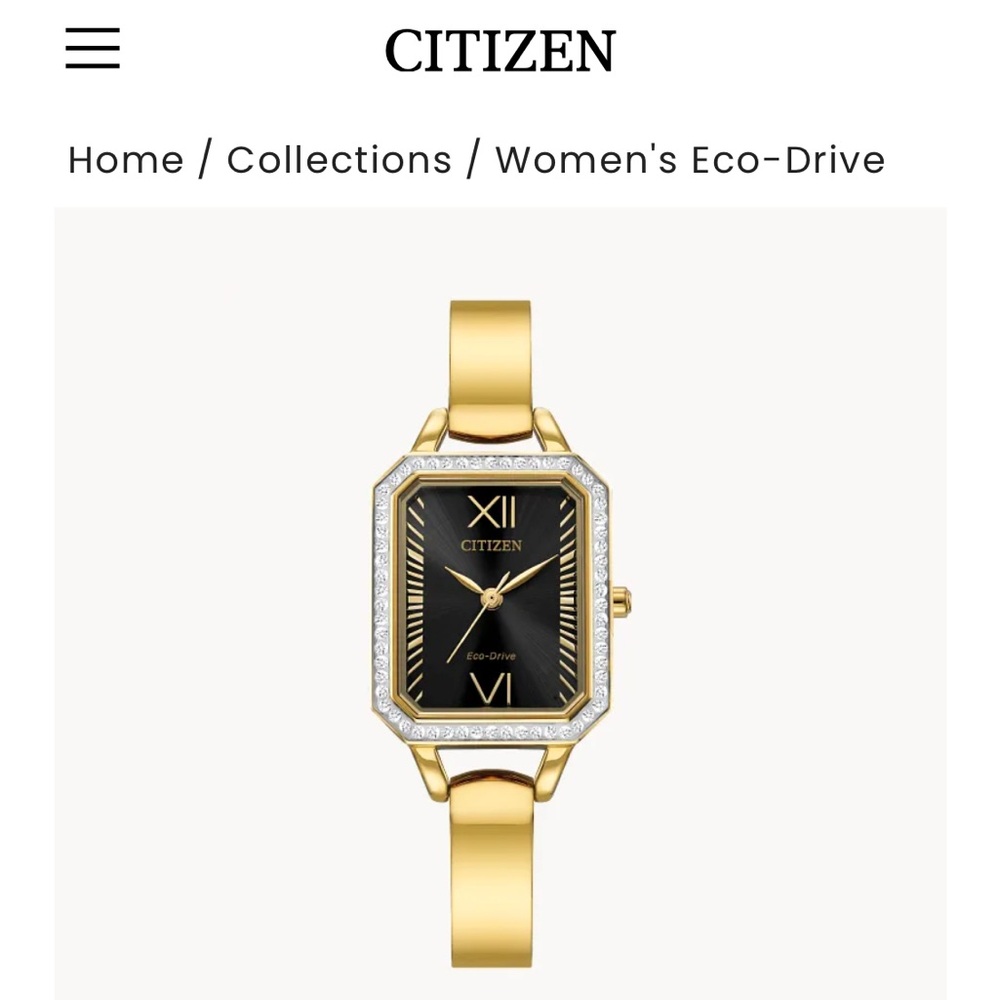 NWOT Citizen Women's Gold and Black Silhouette Crystal Watch